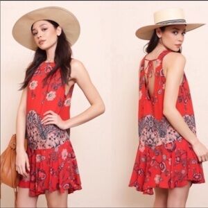Free People Dobby Dot Voile Dress in Vintage Red in Size XS